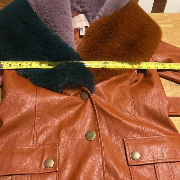 Hutch Anthropologie Bowie Faux Fur Coat Jacket in orange size XXS NWOT - Picture 7 of 11